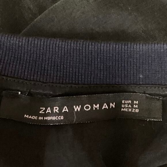 Zara Navy Blue Crew Neck Tiered Color Block Ruffle Long Sleeve Top Sweatshirt M - Picture 6 of 7